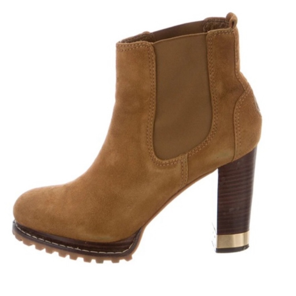 Tory Burch Tan Suede Chelsea Ankle Boots